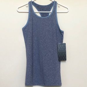 Vie Active Blue-gray Heather Supplex Workout Top